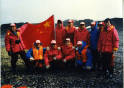 4-7.图为：1988年南极考察度身着上海市纺织研究院飞达羽绒厂研制的国产羽绒服